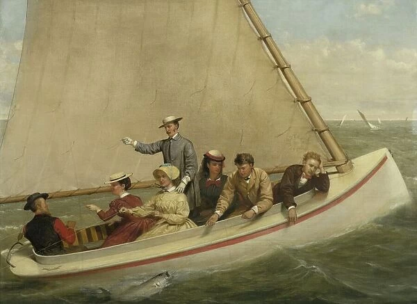 Fishing in a Catboat in Great South Bay, 1871 (oil on canvas)