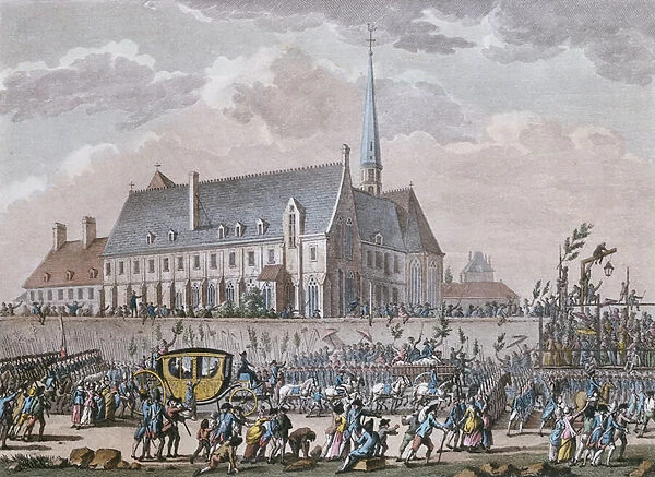 The French royal family passes the Convent at Passy on their journey from Versailles to