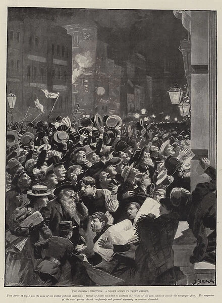 The General Election, a Night Scene in Fleet Street (litho)