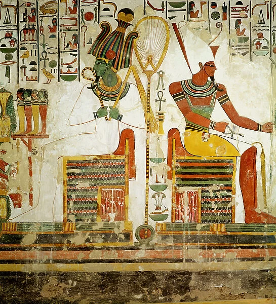 The Gods Osiris and Atum, from the Tomb of Nefertari, New Kingdom (wall painting)