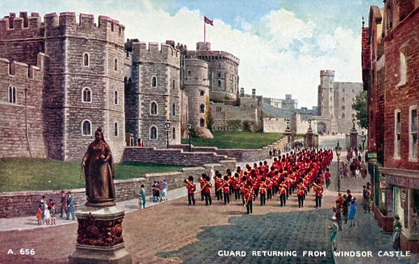 Guard returning from Windsor Castle, Berkshire (colour litho)