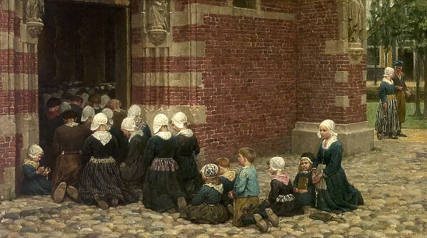 High Mass at a Fishing Village on the Zuyder Zee, Holland, 1876 (oil on canvas)