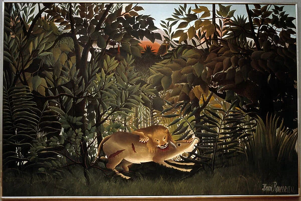 Hungry lion. Painting by Henri Rousseau dit Le Douanier Rousseau (1844-1910)