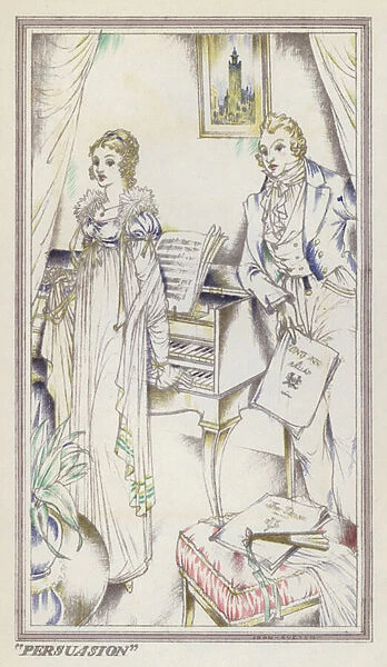 Illustration for Persuasian by Jane Austen (colour litho)