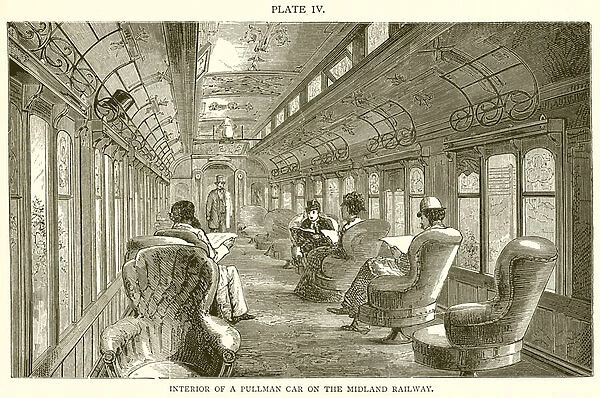 Interior of a Pullman Car on the Midland Railway (engraving)