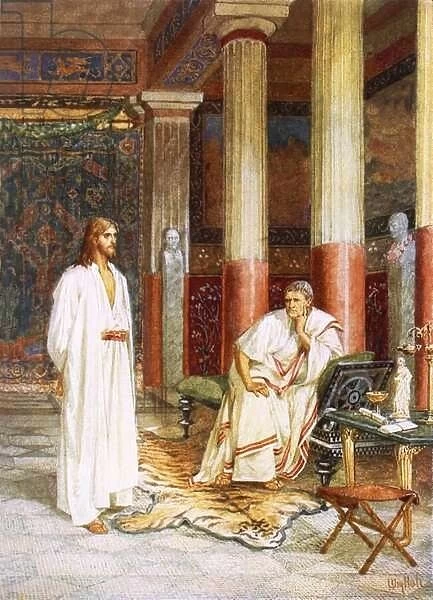 Jesus being interviewed privately by Pontius Pilate