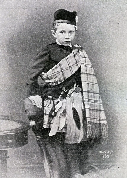 Kaiser Wilhelm II photographed at the age of 4 in the kilt worn for the wedding of his