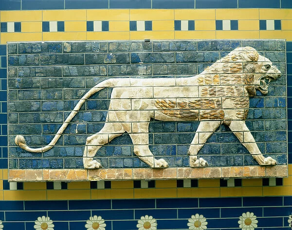 Lion representing Ishtar, from Babylon, 625-539 BC (enamelled bricks)