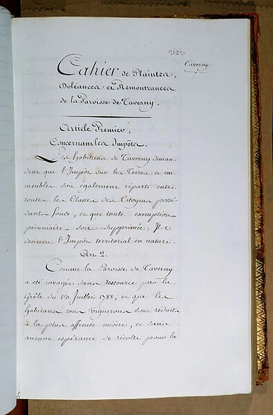 List of complaints and demands addressed to King Louis XVI (1754-93