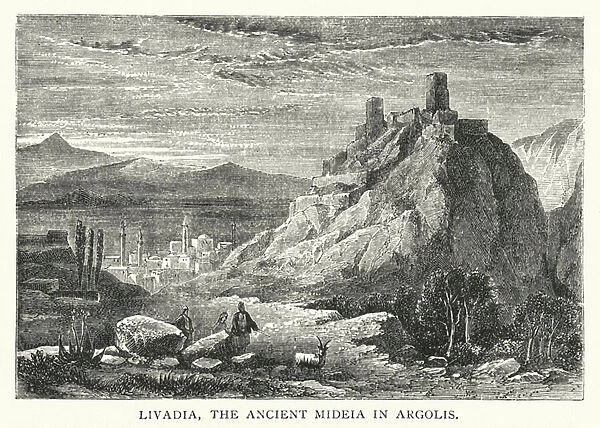 Livadia, the ancient Mideia in Argolis (engraving)