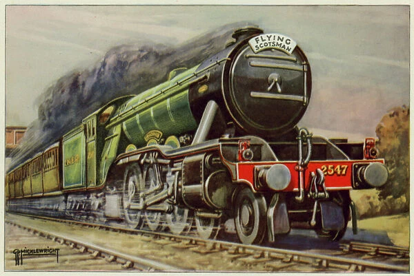 LNER, The 'Flying Scotsman'at full speed (colour litho)