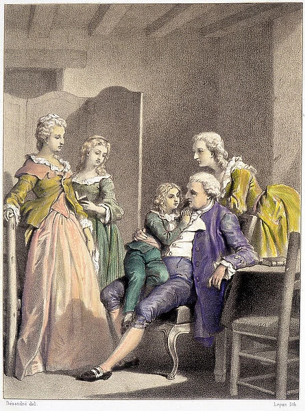 Louis XVI, Marie Antoinette and Louis XVII enclosed in the temple, 1793