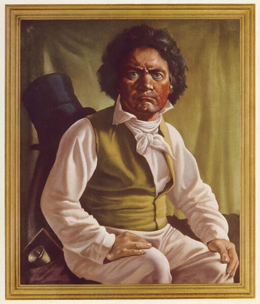Ludwig van Beethoven in middle age (colour litho)