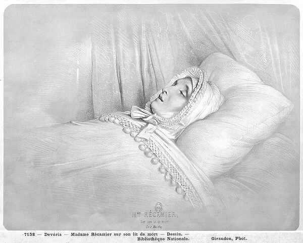 Madame Recamier (1777-1849) on her deathbed, 11th May 1849 (pencil on paper) (b  /  w photo)