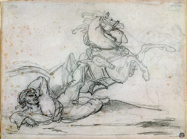 Mameluke falling beneath his horse (pencil & black chalk)