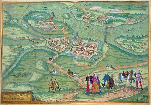Map of Raab, from Civitates Orbis Terrarum by Georg Braun (1541-1622