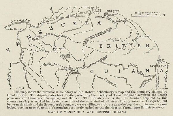 Map of Venezuela and British Guiana (engraving)