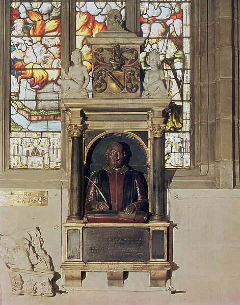 Monument to William Shakespeare (1564-1616) c. 1616-23 (stone & marble)