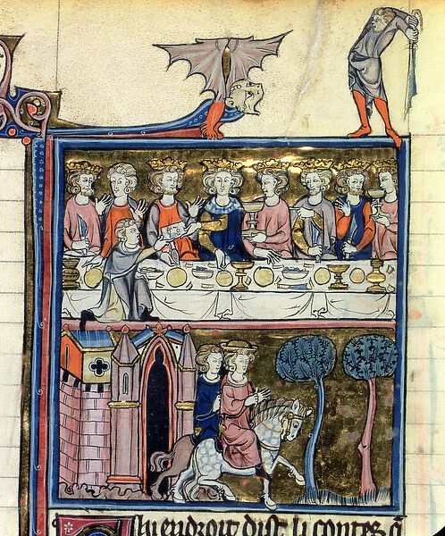 Ms Fr 95 f. 326 King Arthur and his Knights around the Table