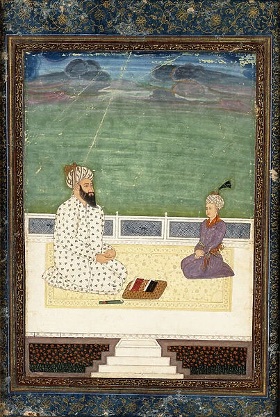 A Mullah and a Pupil, 18th century (gouache heightened with gold, on paper)