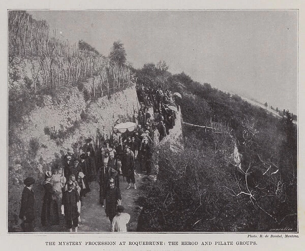 The Mystery Procession at Roquebrune, the Herod and Pilate Groups (b  /  w photo)