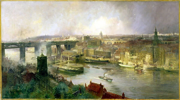 Newcastle upon Tyne from Gateshead, 1895 (oil on canvas)