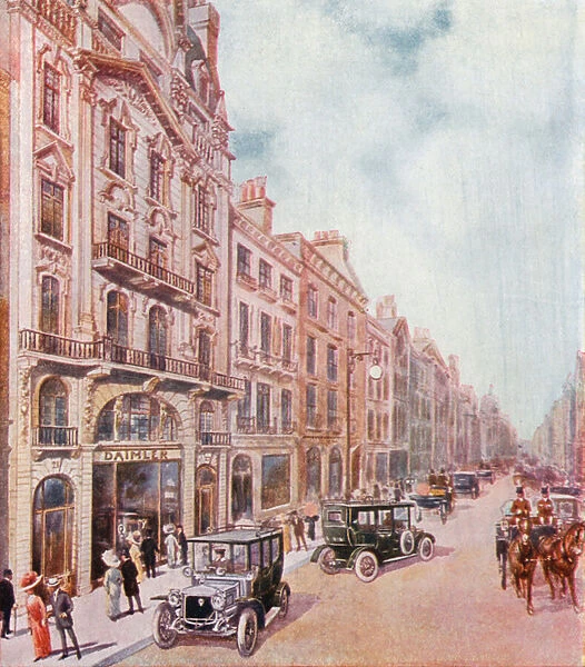 Offices and showrooms of the Daimler Company in Pall Mall (colour litho)