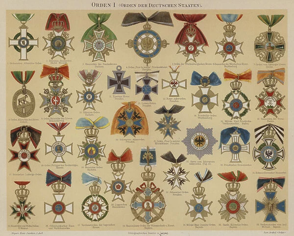 Orders of the German states (colour litho)