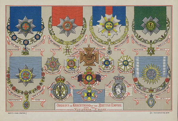 Orders of Knighthood of the British Empire and the Victoria Cross (chromolitho)
