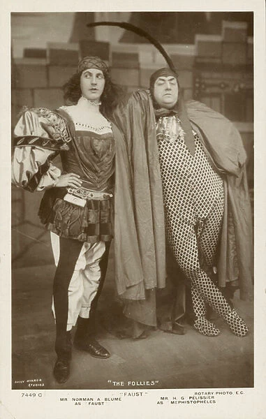 Pelissiers Follies: Norman A Blume as Faust and H G Pelissier as Mephistopheles in a production of Faust at the Theatre Royal, Newcastle upon Tyne, May 1910 (b  /  w photo)