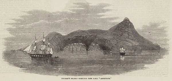 Pitcairns Island, sketched from HMS 'Amphitrite'(engraving)