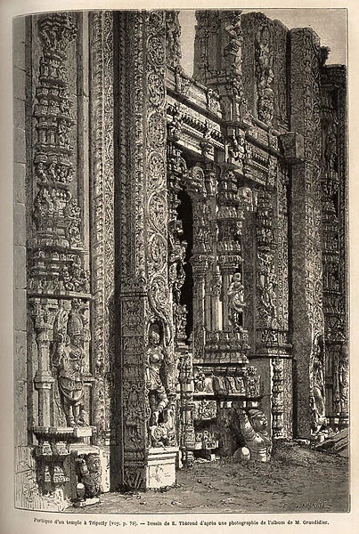 The portico carved of a temple in Tripetty (or Tirupati, in Andhra Pradesh)