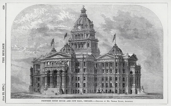 Proposed Court House and City Hall, Chicago (engraving)