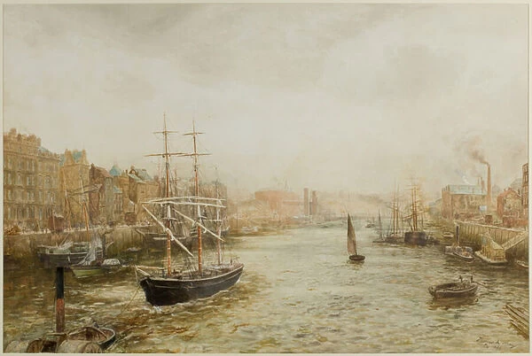 The Quayside, Newcastle, 1881 (w  /  c on paper)