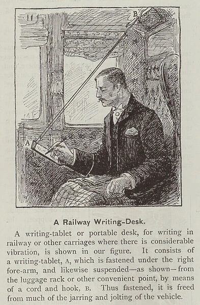 A Railway writing desk (engraving)
