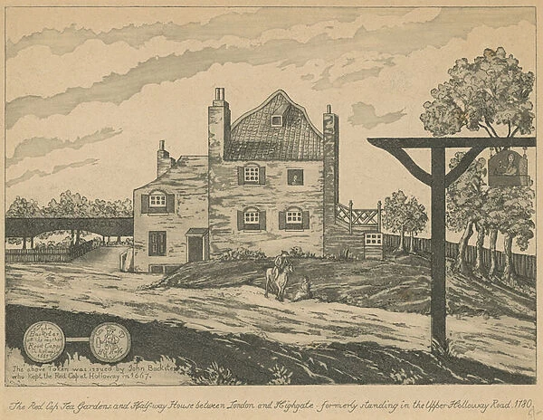 The Red Cap Tea Gardens and Halfway House between London and Highgate (engraving)