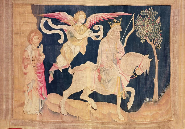 The rider of the white horse, from the Apocalypse Tapestry of Angers