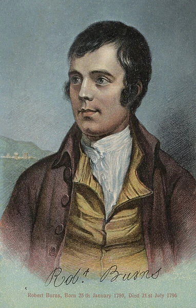 Robert Burns, Scottish poet (colour litho)