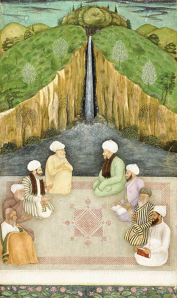 Sages in Religious Discussion, c. 1680 (w  /  c & gold paint on paper)