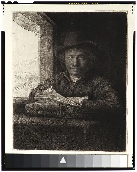 Self-portrait, Etching at a Window, 1648 (etching and engraving on laid paper)
