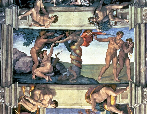 Sistine Chapel Ceiling: The Fall of Man and the Expulsion from the Garden of Eden