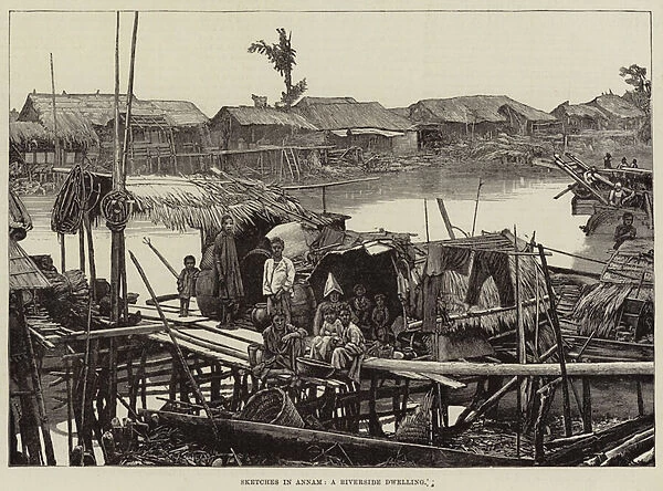 Sketches in Annam, a Riverside Dwelling (engraving)