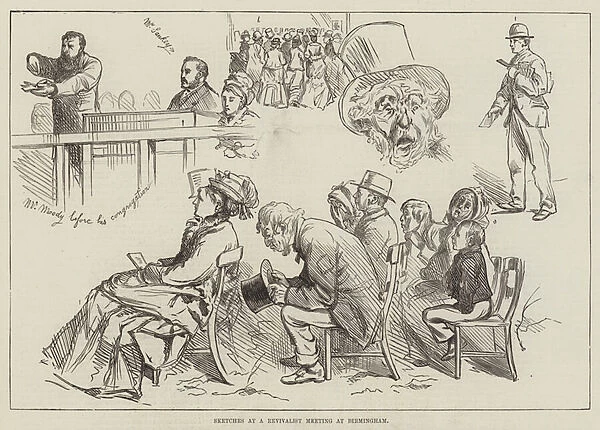Sketches at a Revivalist Meeting at Birmingham (engraving)