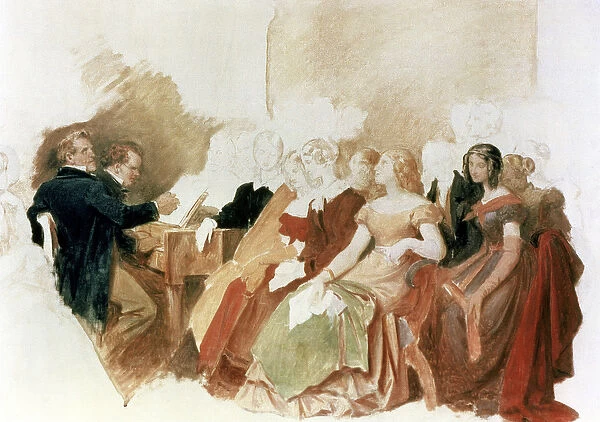 Study for An Evening at Baron von Spaun s: Schubert at the piano among his friends