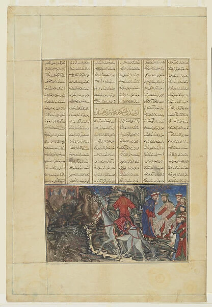 Taynush before Iskandar and the Visit to the Brahmans from a Shahnama (Book of kings)