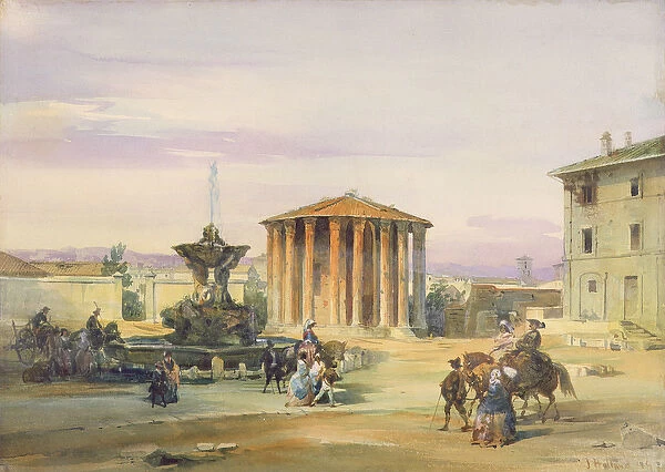 The Temple of Vesta, Rome, 1849 (w  /  c over graphite on paper)