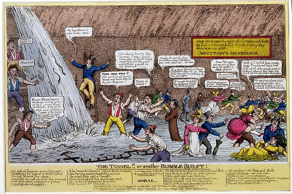 'The Tunnel!!! or another Bubble Burst!', 1827 (colour litho)
