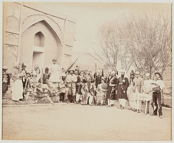 Theatrical Troupe, 1880 (b  /  w photo)