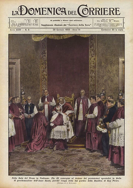 In the Throne Room in the Vatican (colour litho)
