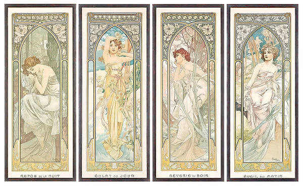 The Times of the Day; Les heures du jour (a set of four), 1899 (colour lithograph)